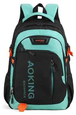 Zdjęcie produktu dla Plecak uniwersalny, czarno-zielony, z zamkiem, wymiary 33x47x21 cm, wykonany z poliestru