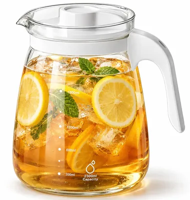 Glaskanne 2,3 l mit Filterdeckel, Weiß, für Kaltgetränke und Tee