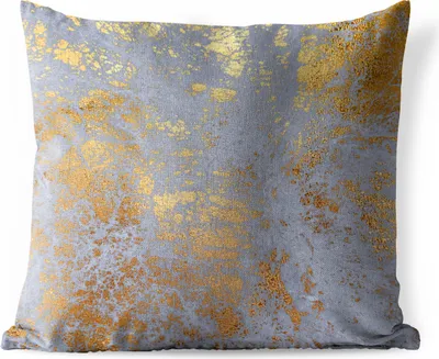 Produktbild von MuchoWow® Outdoor Kissen - Marmor - Blau - Gold - Luxus - 50x50 cm - Wetterfest - Lounge Kissen - Komfortabel - Kissen mit Bild