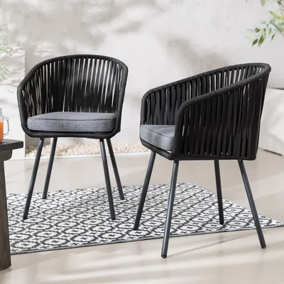 Produktbild von home24 Gartenstuhl - 2er-Set - Stahl / Polyester