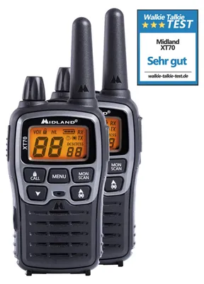 Produktbild von Midland XT70, 24 Kanäle, 446.00625 - 446.09375 MHz, LCD, AAA, Alkali, 113 g