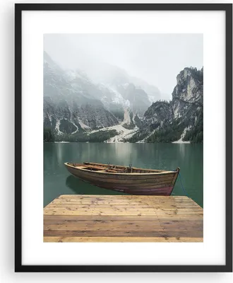 Produktbild von Gerahmtes Poster - Schwarzer Rahmen - Berge See Boot - 40x50 cm - Wand Bild - Wanddeko - Wandbilder - Kunstposter - Wandposter - Bilderrahmen - Bilder - Kunstdruck - Wandbild - P2BPA40x50-3978