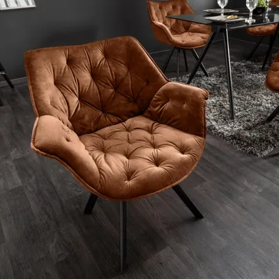 Produktbild von riess-ambiente Drehbarer Stuhl THE DUTCH COMFORT rost braun Samt mit Armlehnen Modern Design