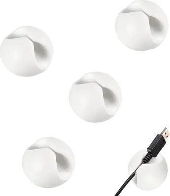 Produktbild von Kabel Clips, 4 Stück Kabelclips, Kabelhalter Selbstklebend, Kabel Kabelmanagement, für USB Ladekabel, Netzkabel, Büro Desk