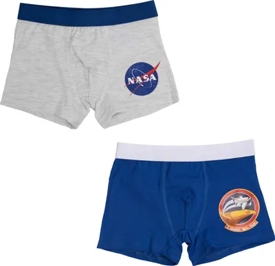Produktbild von NASA Boxershorts für Jungen Kinder Unterhose Unterwäsche Grau/Blau (2er Pack) 122-128