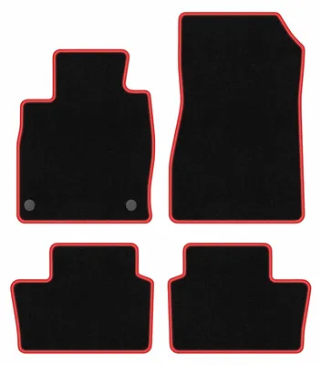 Produktbild von Fußmatten Automatten Velours Schwarz/Rot für Nissan Juke II F16 2019- Set 4-tlg