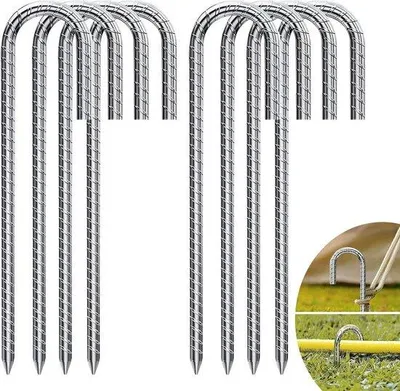 Produktbild von Famanu Grundanker 30 cm - verzinkt, J-Haken für Zäune, Zelte, Camping
