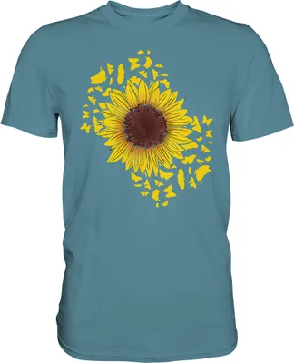 Produktbild von Sonnenblumen Schmetterling Garten T-Shirt Gärtner Geschenk – Stone Blue / XL