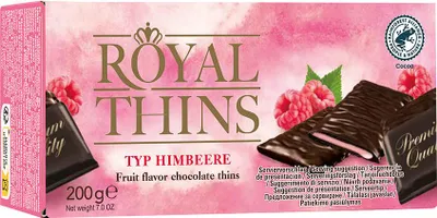 Produktbild von Royal Thins Himbeercreme-Schokotäfelchen