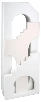 Productafbeelding van Gilde vaas, model "Haus", "Faccia", trap, keramiek, wit, verpakking met 2 stuks, lengte 8,5 cm, breedte 14 cm, hoogte 40 cm. Artikelnummer: 34346, 4063387343463