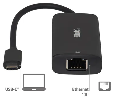 Productafbeelding van Club 3D CAC-2531 Club3D Adapter USB-C > RJ45 10Gbps St/Bu retail
