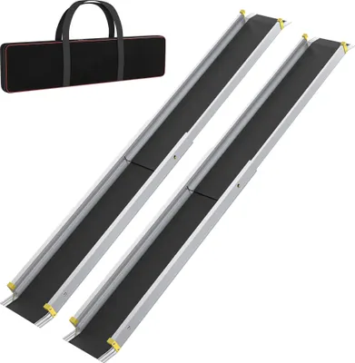 Obrázek produktu pro JOIEYOU 2X Wheelchair Ramp Teleskopická rampa 91-153 cm Hliníková rampa Nosnost invalidního vozíku 300 kg Teleskopická nakládací rampa Nastavitelná přenosná rampa pro invalidní vozíky a skútry