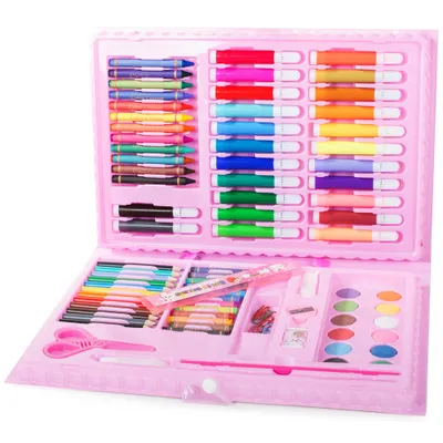 Produktbild von Künstlerset Farbstifte Buntstifte Malkoffer Malstifte Set 86-tlg, Größe:UNIVERSAL, Farbe:Rosa