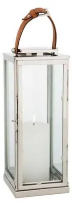 Produktbild von Casa Padrino Designer Deco Laterne Nickel Finish 20 x 20 x H. 41 cm - Luxus Qualität