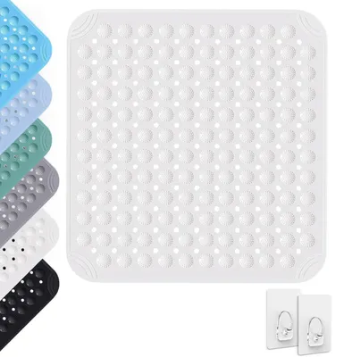 Zdjęcie produktu dla Mata pod prysznic 80 x 80 cm, PVC, biała, antypoślizgowa, z przyssawkami i otworami odpływowymi