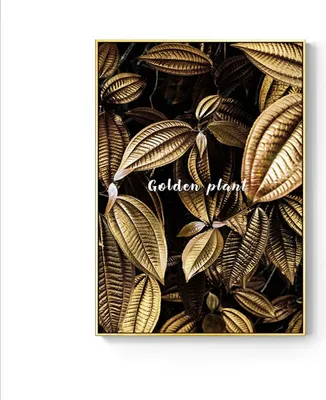 Produktbild von TPFLiving Kunstdruck LW-45 (OHNE RAHMEN) Poster - Leinwand - Wandbild - Hochauflösender Giclée-Druck, langlebig und hochwertig - Nordic Art - Goldene Blätter -   - Größe: 60x90cm