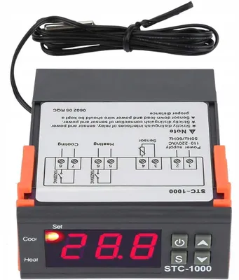 Produktbild von Rosfix STC-1000 – Temperaturregler mit LED-Anzeige | 230V AC, -50°C bis 110°C, wasserdichter NTC-Sensor, 1m Kabel | Kühl- und Heizsysteme
