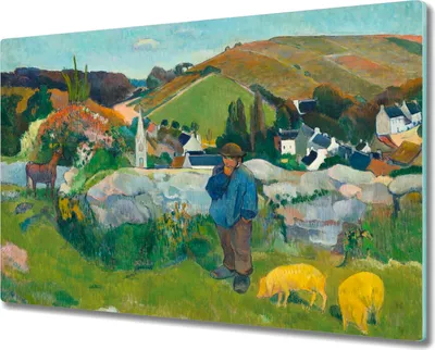 Produktbild von Coloray Küchenbrett Kochplattenabdeckung Hackbrett Schneidebrett Herdabdeckplatte 80x52 cm - Schweinehirt Gauguin
