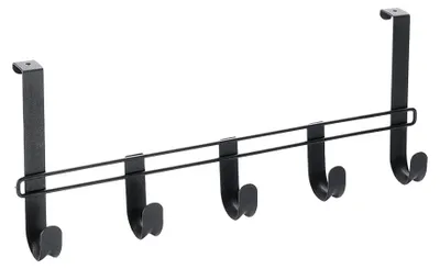 Deurhanglijst mit 5 Haken, Schwarz, 38x17 cm