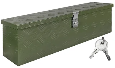 Produktbild von Deichselbox Grün Werkzeugkasten Truckbox Alu Box Anhänger Kiste mit Deckel Abschließbar Alubox Transportbox Werkzeugbox Aluminium Aufbewahrungsbox D035 trucky