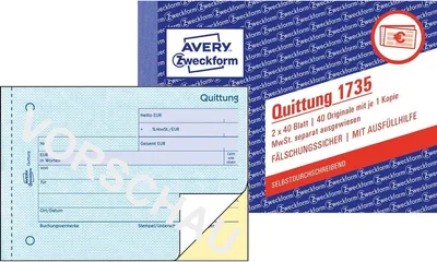 Immagine prodotto di AVERY Libro dei moduli Zweckform "Ricevuta con IVA", 4+1