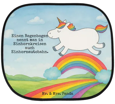 Produktbild von Mr. & Mrs. Panda Auto Sonnenblende Einhorn Regenbogen Design - Weiß - Geschenk, Sonnenschutz, für Autoscheiben, Glitzer, Einhornpower, Autoscheibe, Erwachsenwerden