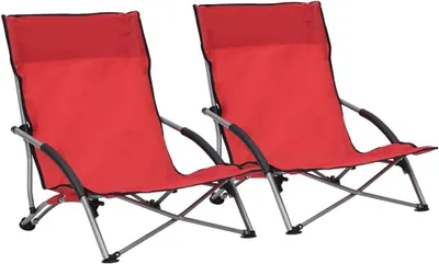 Produktbild von Klappbare Strandstühle, 2 Stück, rot, aus Stoff, 4.89kg