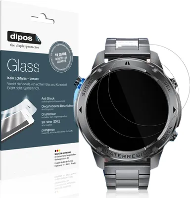 Produktbild von 2x Schutzfolie für HIRREO DM2G-A - Anti-Shock 9H Folie dipos Glass Kunststoffglas