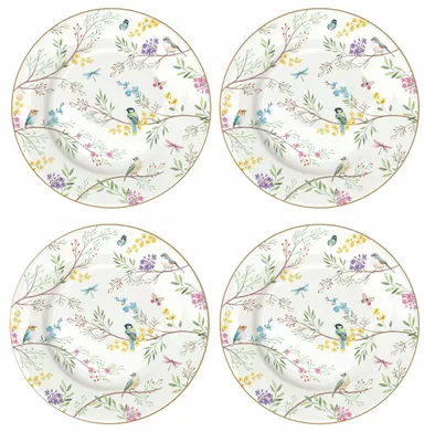 Produktbild von Domdekoracji 880-8850 Set 4 Dessertteller Blumen Pastellfarben