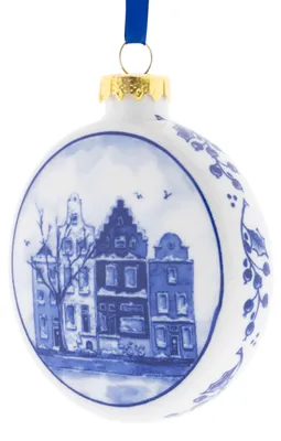 Imagen del producto de Heinen Delfts Blauw – Adorno navideño en forma de casa, colección "Casas", 8 cm
