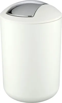 Produktbild von Wenko Mülleimer Schwingdeckel 6,5 Liter weiß Kunststoff mit verchromtem Deckel, bruchsicher, BPA-frei & pflegeleicht, Serie Brasil, für Bad, WC, Küche & Kosmetik, Ø 19,5 cm, H 31 cm