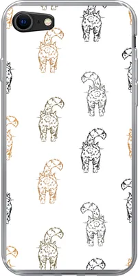 Produktbild von MuchoWow® Handyhülle Schutzhülle Hülle für Telefoonhoesje iPhone 7 Muster - Kätzchen - Katze - Pastell - Mädchen - Kinder - Kind Silikon Softcase Handy Hülle - Kartenhalter
