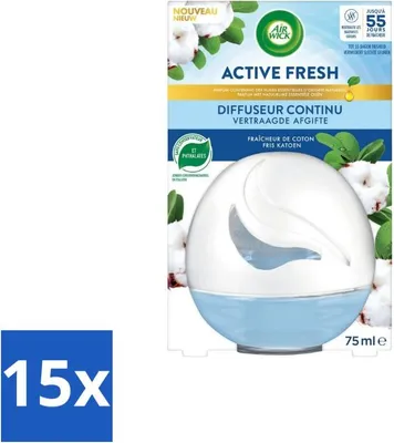 Produktbild von Air Wick – Lufterfrischer – Dekokugel aus Baumwolle – 75 ml - Vorteilspack - 15 Stücke