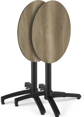 Produktbild von Runder neigbarer Gartenbistrotisch 70cm 4 Sitzplätze geräucherte Eiche - Oviala Opera
