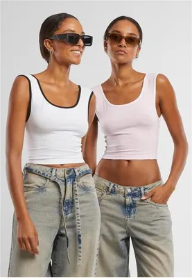 Obrázek produktu pro Dámské tílko Urban Classics Ladies Contrast Cropped Top blushedrose/white+white/black - M