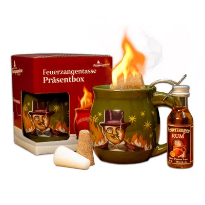 Produktbild von Feuerzangentasse 1er-Set | oliv/Rühmann | mit Rum | Feuerzangenbowle-Set | Präsentbox