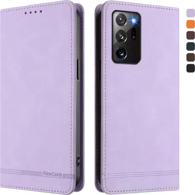 Produktbild von Hülle für Samsung Galaxy Note 20 Ultra, Retro Kunstleder Ständer Klapphülle mit Kartenfächer und Magnetische Violett