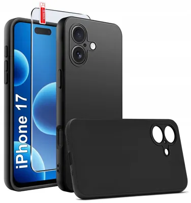 Zdjęcie produktu dla Etui Czarne Matowe Silikon Slim do iPhone 17 + SZKŁO 9H