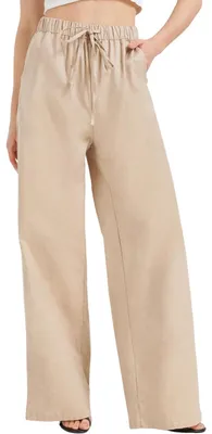 Produktbild von Zylioo Damen Hose Lang Leinen Sommer Weites Bein Baumwolle Leinen Beige XL