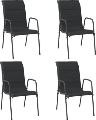 Produktbild von vidaXL Gartenstühle 4 Stk. Stahl und Textilene Schwarz