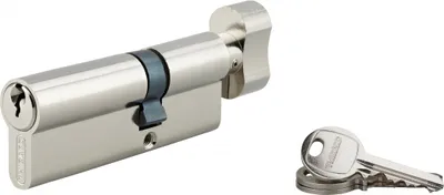 Image de Cylindre de serrure à bouton SA, 30Bx50mm, anti-arrachement, nickel, 3 clés - THIRARD