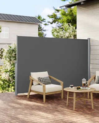 Produktbild von SONGMICS Hliníková boční markýza 200 x 350 cm 280 g/m² výsuvná zástěna, ochrana před sluncem pro balkon a terasu antracitová GSA205G