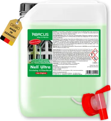Produktbild von ABACUS® Nell Ultra Grünbelagentferner & Algenentferner Konzentrat, extrem stark! Entfernt Grünbelag & Algen selbsttätig mit Langzeitschutz 1x 5L