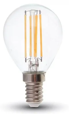 Immagine prodotto di V-TAC VT-2486 Lampadina led 6W E14 2700k lampada filamento 130lm/w goccia P45 vetro trasparente sku 2854