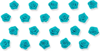 Satinrosen 15mm zum Basteln & Aufnähen 20 Stück Türkis / Grün
