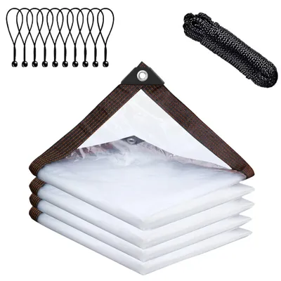 Immagine prodotto di Telo impermeabile trasparente, dimensioni 3 x 5 metri, con occhielli