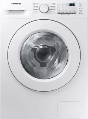 Front view of a white Samsung washing machine.