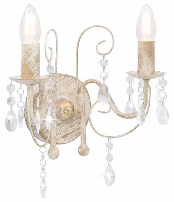 Obrázek produktu pro vidaXL Nástěnné svítidlo s perlami Antique White 2 × patice E14