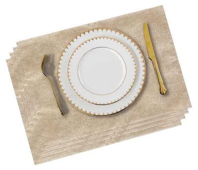 Platzdeckchen Set 4er, 33x48 cm, waschbar, hitzebeständig, beige