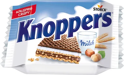 Obrázek produktu pro STORCK Knoppers, Mléčná čokoláda, 200 g, Oříšková, 2301 kJ, 551 kcal, 33,2 g